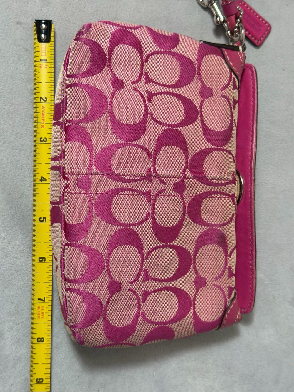 Coach Turlock Hot Pink Jaquard Leather Canvas Wrislet Mini Bag Y2K - Picture 12 of 14
